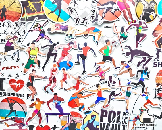 50 pcs "Track and Field" Sticker Pack | Olympics | Olympic Games | Cross Country Athlete | Runner Gifts | Track Mom | Pole Vault | Decathlon