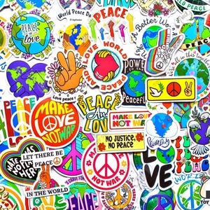 Paquete de 50 pegatinas "Paz mundial" / Protege tu paz / Paz y tranquilidad / Citas positivas / Contra la guerra / Día de la Tierra / Sé amable / Guerra y paz