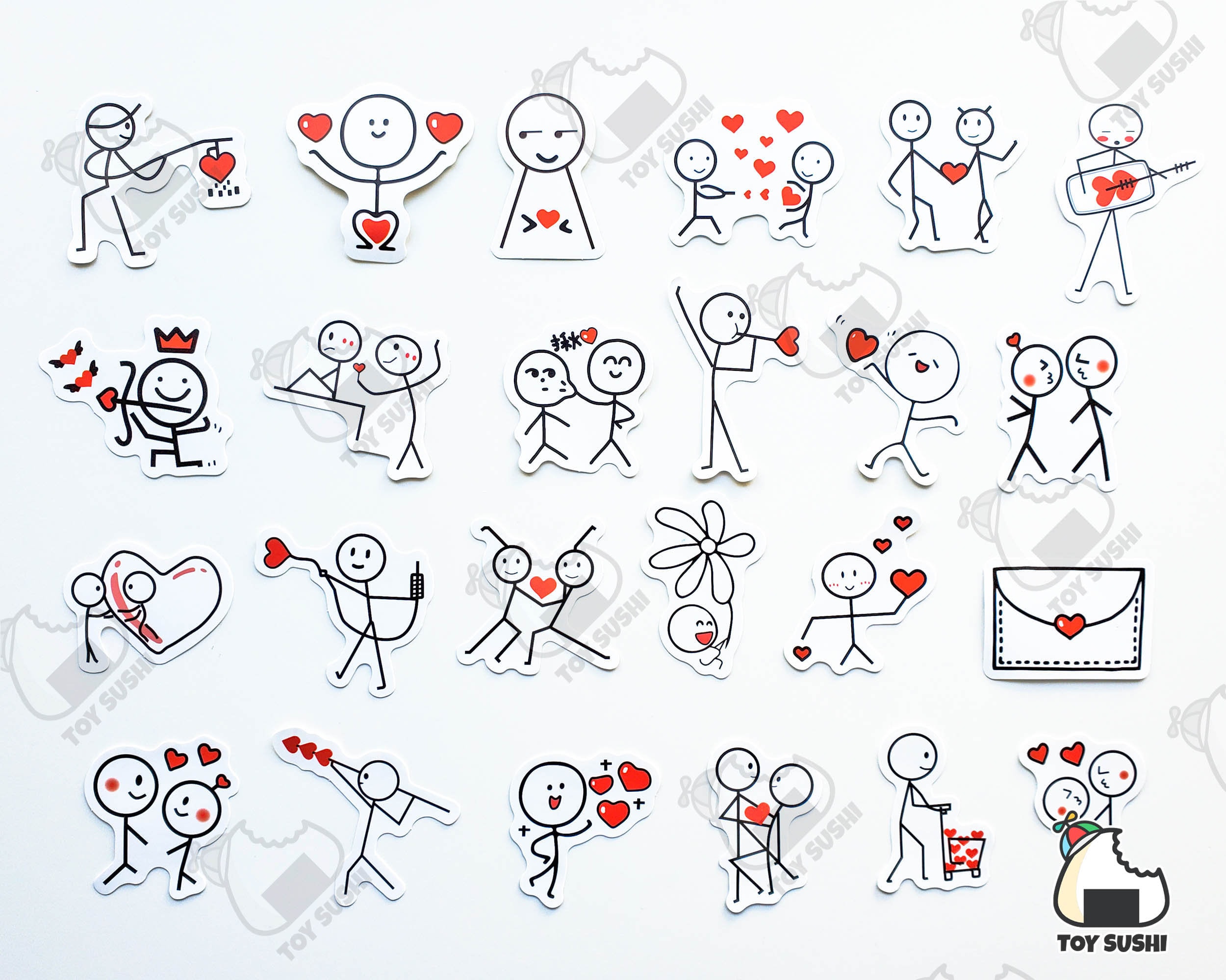 50 Pcs stick Figure Sticker Pack Valentines - Etsy