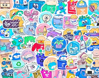 50 pcs "Zero Waste" Sticker Pack | Vegan | Save the Planet | Reusable | Biodegradable |Compost | Recycle Symbol | Eco Friendly | Sustainable