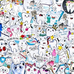 Paquete de 50 pegatinas de "Dentista" / Higiene dental / Asistente dental / Futuro dentista / Pegatinas de dentista / Hada de los dientes / Regalo para dentista