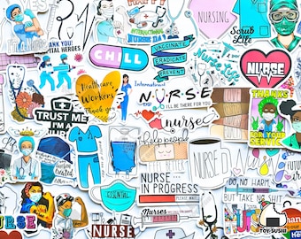 50 pcs &quot;Nurse&quot; Sticker Pack | Nursing Student | Nurse Mask | Nurse Stickers | Doctor Stethoscope | Medical Student Gift | Nurse Appreciation