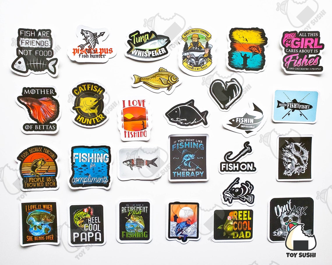 50 Pcs fishing Sticker Pack Fly Fishing Box Etsy