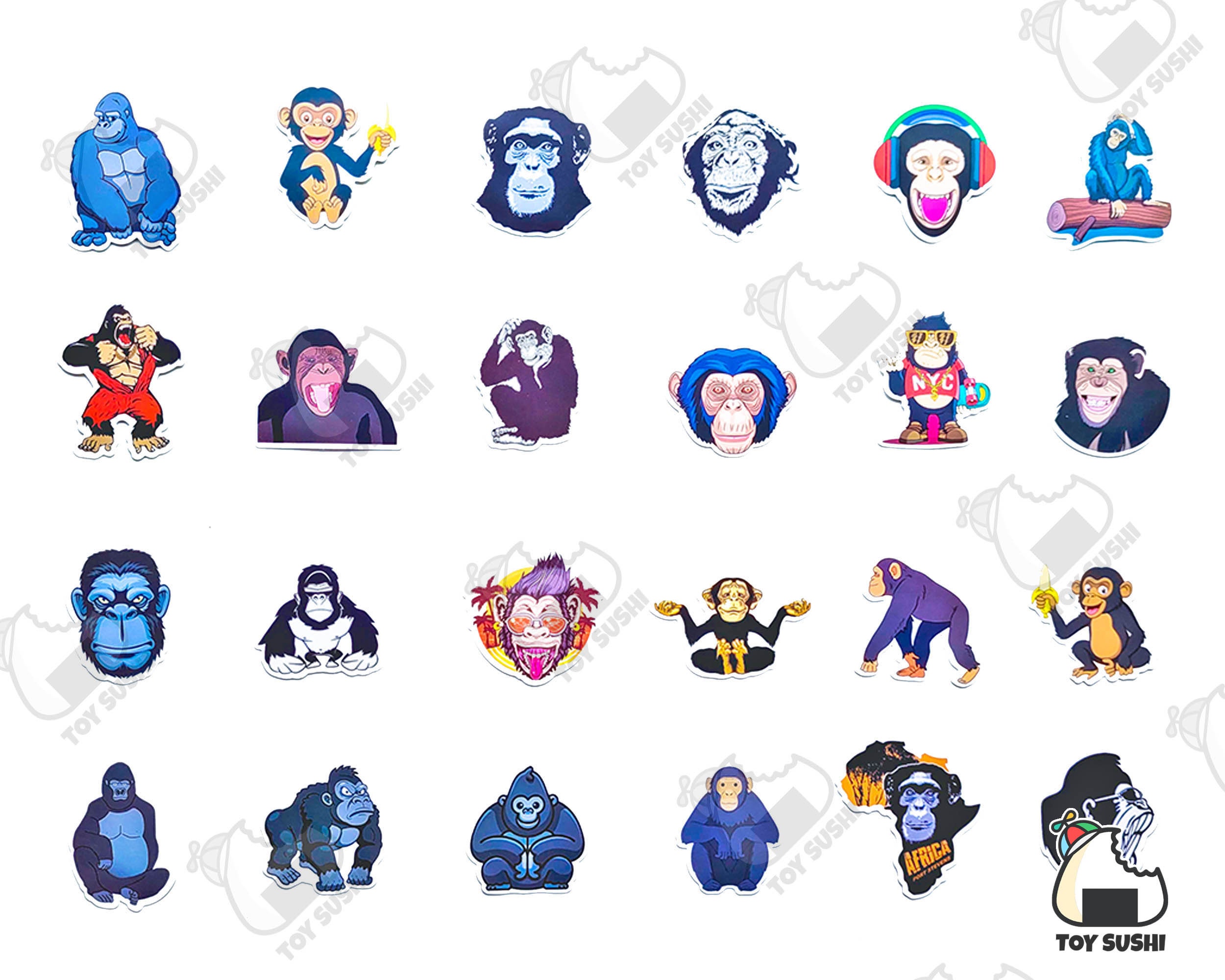 50 Pcs monkey Sticker Pack Chimpanzee Monkey - Etsy