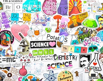 50 pcs "Science Laboratory" Stickers Pack | Chemistry Gift | Science Stickers | Scientist | Periodic Table | Genius Gifts | DNA sticker