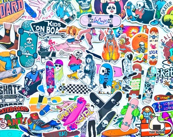 50 pcs « Skateboard » Sticker Pack | Skateboard Deck | Autocollants de skateboard | | longboard | d’art du skateboard | d’art de rue Décor de salle de jeux