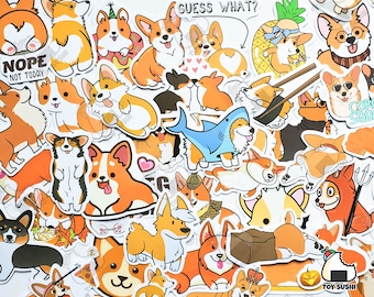 50 pcs "Corgi" Sticker Pack | Corgi gifts | Corgi phone case | Corgi art | Puppy | Corgi gifts for women | Corgi Christmas Gifts