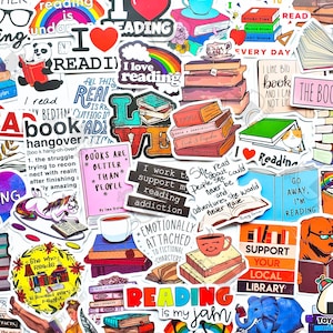 50 Stück "Love Reading" Sticker Pack | Bibliothekar Geschenk | Lesebrille | Lehrer Geschenk | Buch-Nerd | Lesetagebuch | Leseratte Lesen ist Sexy