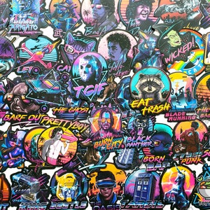 Paquet de 99 autocollants « Cyberpunk » | Stickers animés | Stickers rétro | Sticker voiture anime | Stickers esthétiques | Stickers science-fiction