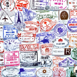 50 adesivi "Arrival Stamps" / Adesivi per passaporti / Adesivi da viaggio / Regali da viaggio / Adesivi per bagagli / Hong Kong / Souvenir
