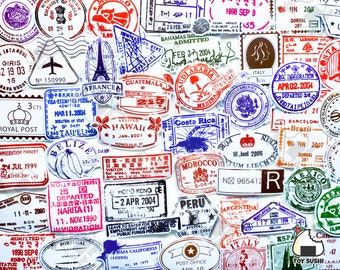 50 "Arrival Stamps" Sticker Pack | Passport Stickers | Travel Stickers | Travel Gifts | Luggage Stickers | Hong Kong | Souvenir