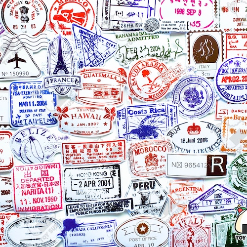 50 arrival Stamps Sticker Pack Passport Stickers - Etsy
