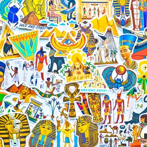 50 Stück &quot;&quot;Das Alte Ägypten&quot;&quot; Sticker Pack | Pyramide | Ägypten Statue | Anch | ägyptisch | Heilige Geometrie | Anubis | Skarabäus | Sphinx | Pharao Kairo
