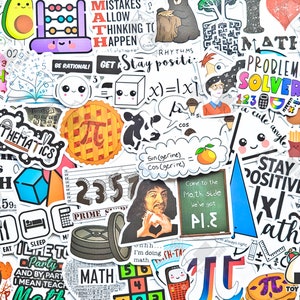 Lot de 50 autocollants « Amateurs de maths » | Cadeau d'enseignement des mathématiques | Mathématiques Montessori | Amateur de maths | Cadeau scientifique | École à la maison de géométrie | Décoration de classe de mathématiques