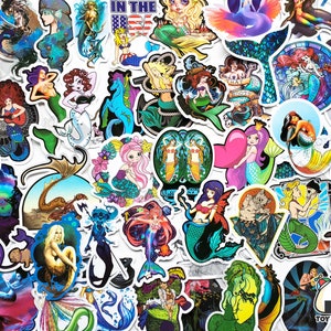 Lot de 50 autocollants « Sirène » | Sticker mural sirène | Soirée sirène | Queue de sirène | Cadeau pour elle | faire-part de sirène | Sous la mer