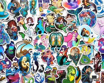 50 szt. Pakiet naklejek „Syrenka” | Naklejka ścienna Syrenka | Przyjęcie Syrenki | Ogon Syrenki | Prezent dla niej | Zaproszenie Syrenki | Pod morzem