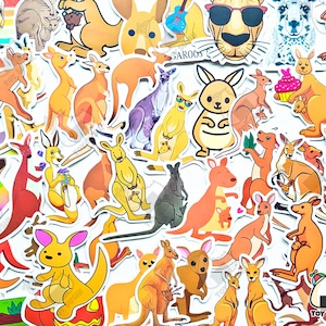 50 Stück "Kangaroo" Sticker Pack | Australien | Aussie | Schwangerschaft Geschenk | Baby-Dusche-Geschenk | Geschenk für Tierliebhaber | Wildtiere | Känguru Sticker