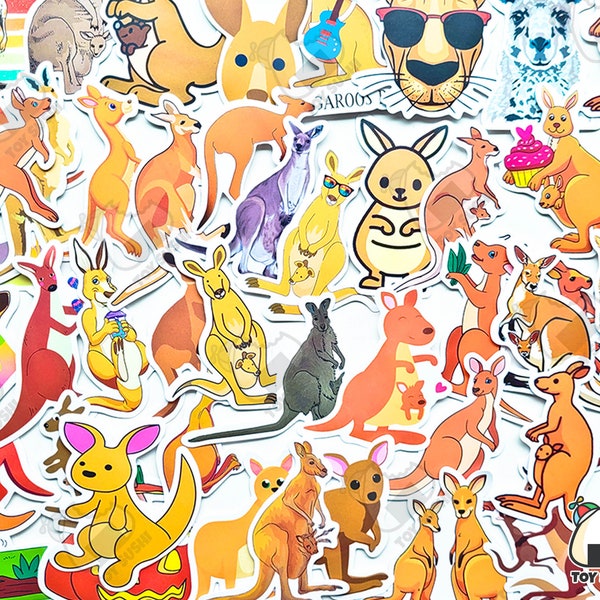 50 pcs "Kangaroo" Sticker Pack | Australia | Aussie | Pregnancy Gift | Baby shower gift | Animal Lover Gift | Wildlife | Kangaroo Stickers