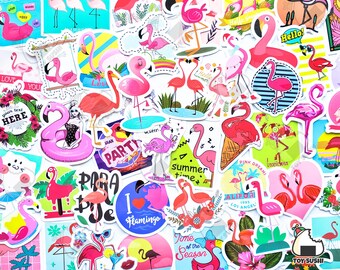 50 pcs "Flamingo" Sticker Pack | Tropical | Pink Flamingo Decor Gifts | Flamingo theme birthday party invitation | Flamingo Calendar Decals