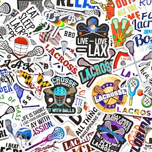 50 Stück Lacrosse Sticker Pack | Sport Aufkleber | Geschenk für Sie | Sport Geschenk | Lacrosse Geschenke | Coach Geschenk | Feldhockey | Lacrosse Stäbchen