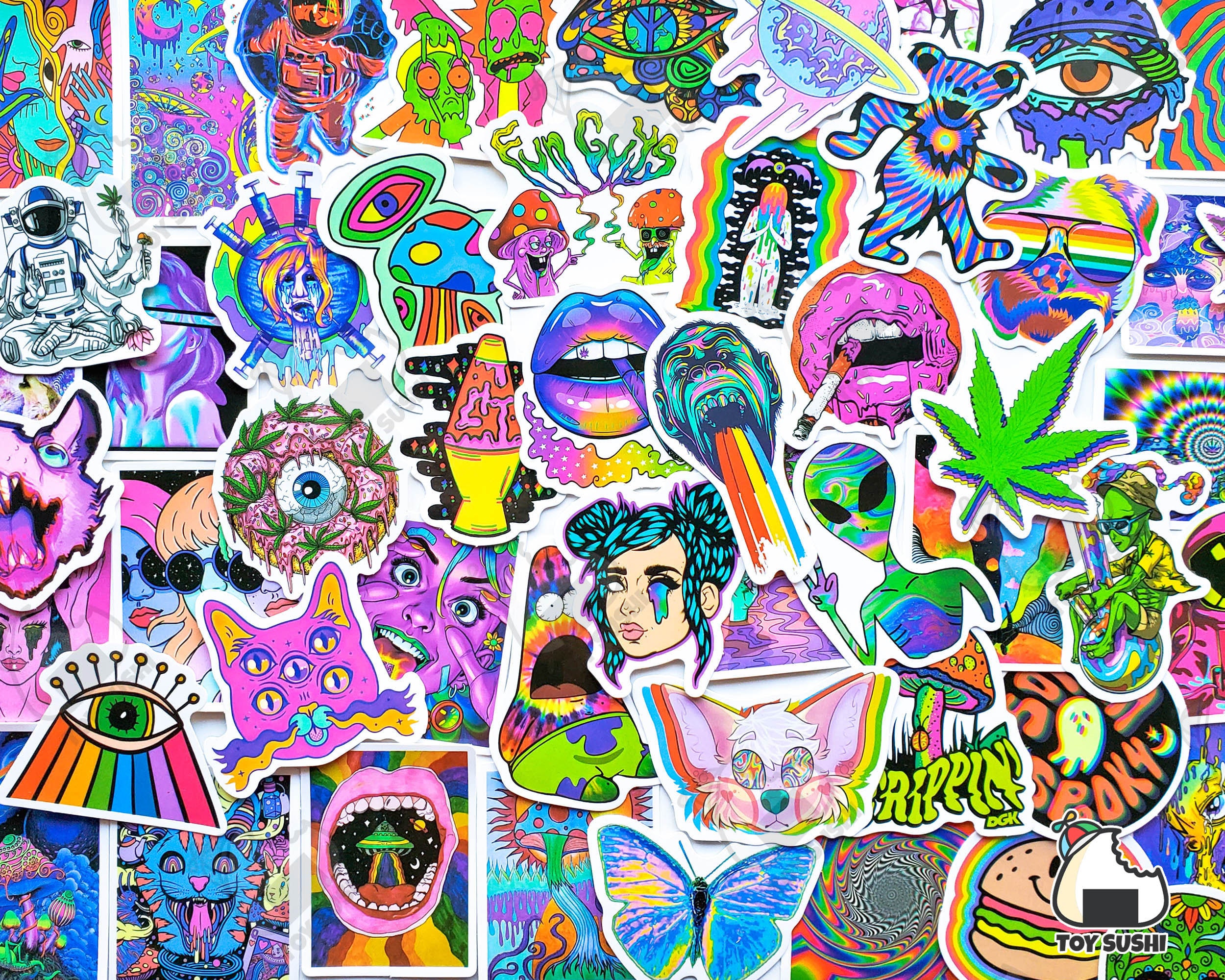 Neon Stickers for Adults, 50Pcs Waterproof Vinyl Stickers Pack for Water  Bottle, Hydro Flask, Laptop, Skateboard, Luggage, Phone : Electronics 