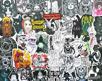 50 pcs &quot;Gothic Horror&quot; Sticker Pack | Grim Reaper | Spooky Stickers | Horror Gifts | Halloween Stickers | Voodoo | Haunted Items | Ouija