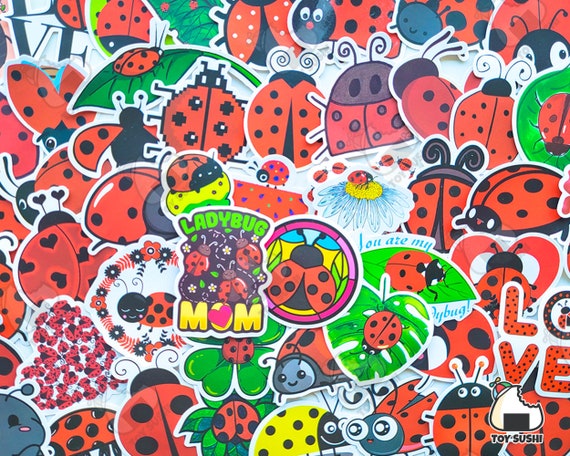 50 pcs "Ladybug" Sticker Pack | Unique Gifts | Fly Insects | Ladybug Invitation | Lady Bug | Insect Stickers | Gift for Kids | Ladybug Gifts