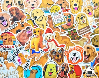50 pcs "Golden Retriever" Sticker Pack | Dog Lover Gift | Golden Retriever Art | Puppy Decals | Dog Mom | Life is Golden | Dog Stickers