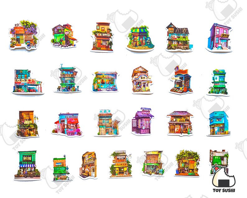 50 Stück "Japanese Shops" Sticker Pack | Japan Shop Schild | Glückskatze | Japanische Möbel | Empfohlene Geschäfte | Japan Antike | Japanische Straße Bild 2
