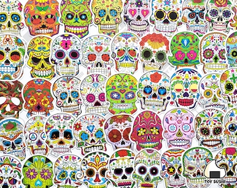 70 pcs &quot;Dia de los Muertos Sugar Skull&quot; Sticker Pack | Spooky Stickers | Creepy Cute | Coco | Mexican | Skeleton Halloween Planner Stickers