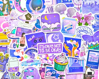 50 pcs "Purple" Sticker Pack | Vsco Stickers | Goodnotes Stickers | Trendy Stickers | Purple Planner Stickers | Lavender | Purple Aesthetic