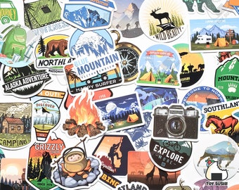 50 pcs "Camping" Theme Stickers Pack | Cute Stickers | Hiking | Outdoor | Travel Stickers | Mountain | Hunting | Outdoor Adventures Decals