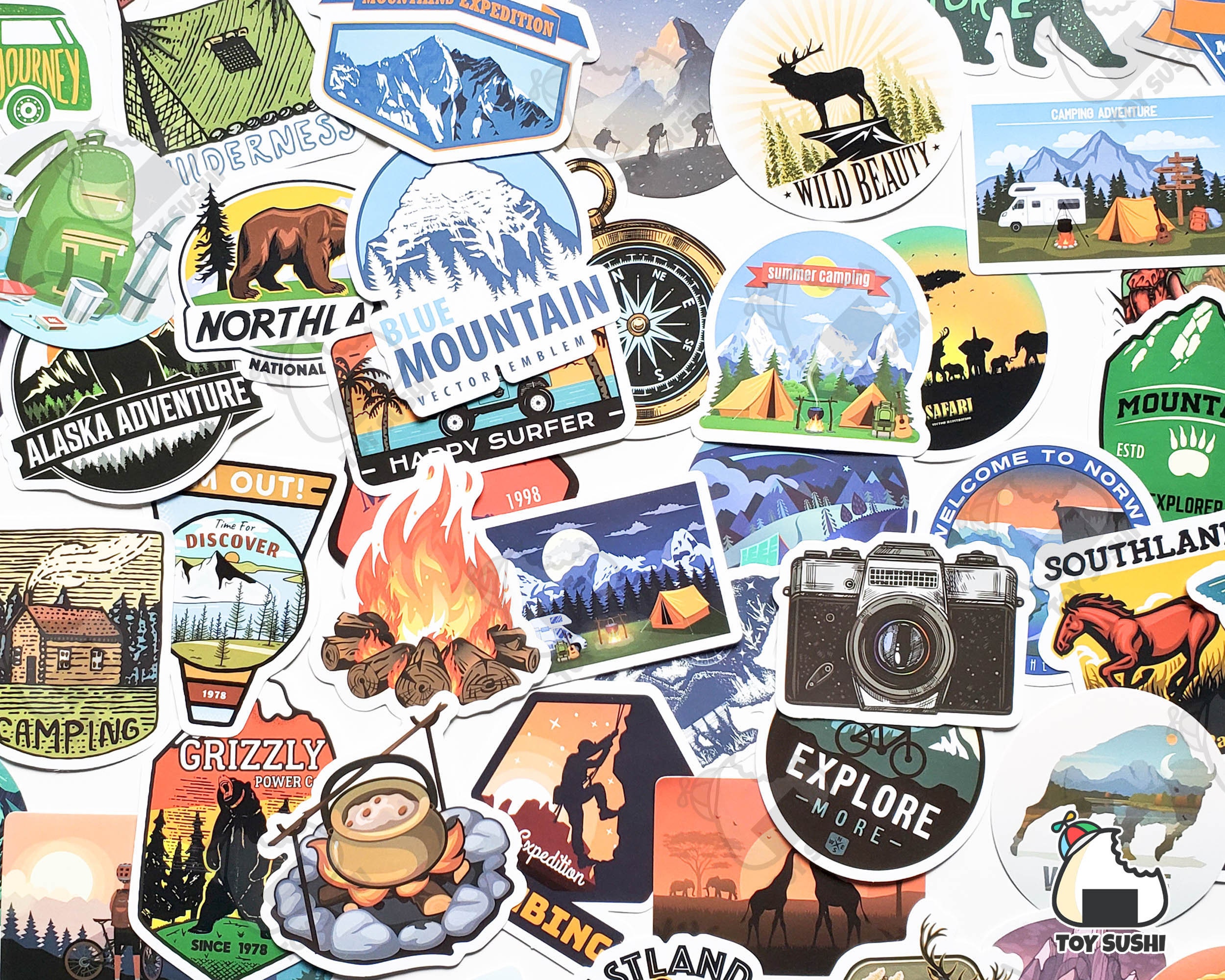 50 Pcs "camping" Theme Stickers Pack | Cute Stickers | Hiking | Outdoor ...