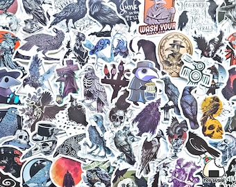50 pcs "Crow & Raven" Sticker Pack | Crow Feathers | Wicca Journal | Pagan Stickers | Occult | Shadow and Bone | Witchcraft | Wicca Decor