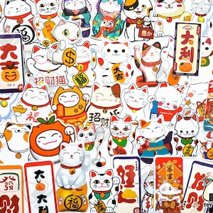 Maneki Neko Lucky Cat agitant avec bras mobile - Chat porte-bonheur japonais  / chinois