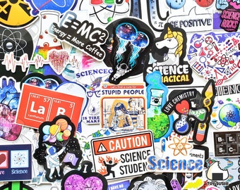 Paquete de 50 pegatinas de "Ciencia" / Regalo de química / Fiesta científica / Científico / Tabla periódica / Regalos geniales / Calcomanía de pared de química