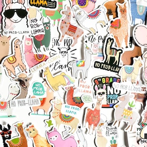 Pacote de adesivos "Lhama" de 50 unidades | Presentes de alpaca | Festa da Lhama | Clipart de lhama | Brinquedo Lhama | Decoração de lhama | Arte Lhama | Lhama fofa | Presentes de lhama