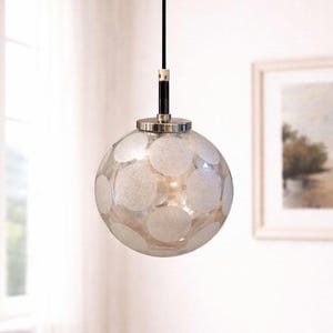 Vintage Doria Glass Pendant Lamp – Bubble Glass Globe Light – Mid Century Modern Hanging Lamp – German Lighting – Retro Ceiling Light
