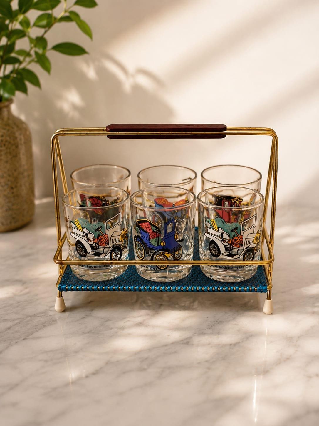 Vintage Bar Glasses With Carrier - Etsy