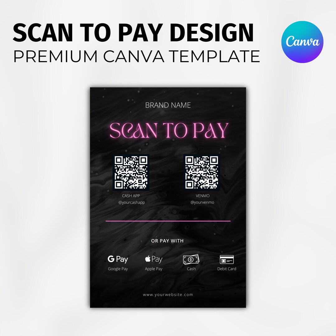 Scan to Pay Template for Canva Venmo QR Code Sign Payment - Etsy