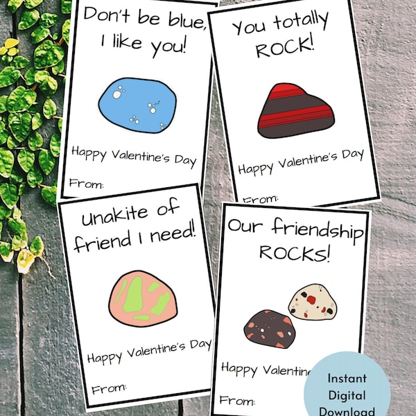 Printable Kids Rock Valentine Cards