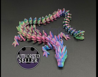 Flexible Articulated Gem Stone Dragon Serpent | 3D printed | 30+ colors