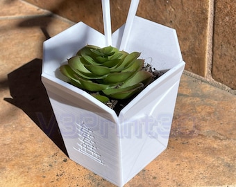 Cache-pot chinois à emporter pour plantes grasses, plantes aériennes ou toute petite plante, jardinière imprimée en 3D,