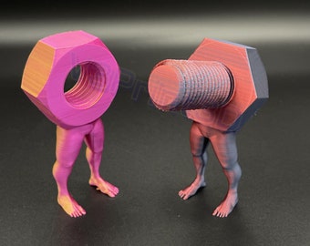 Standing Nut and Bolt 3D Printed sculpture
