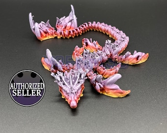 Flexible Articulated Coral Dragon Serpent. Dragon Desk and home decor, Dragon toy, Dragon Fidget Toy, 3D printed