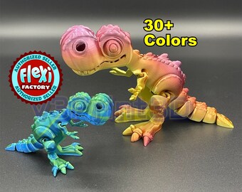 Articulated Flexible T-Rex Dinosaur, Flexy Factory Authorized Reseller, 3D printed Dino, Fidget and Stress Desk Toy