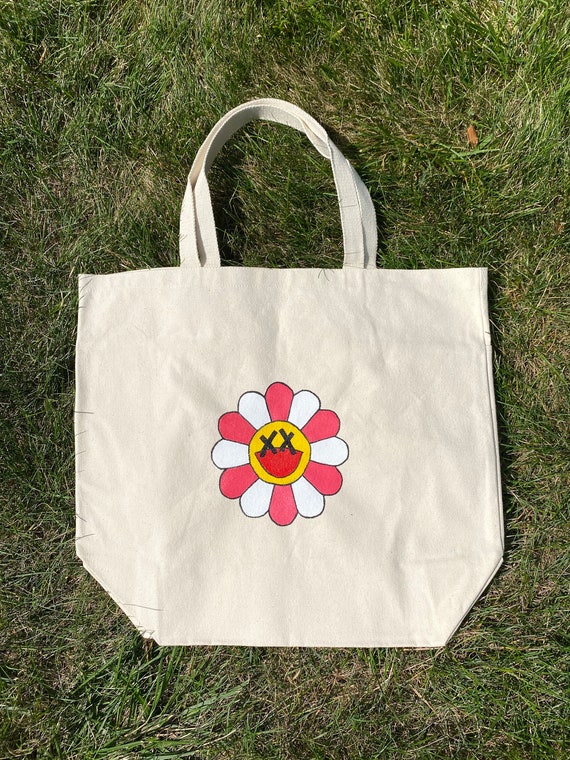 Hand Painted Takashi Murakami x KAWS Tote Bag