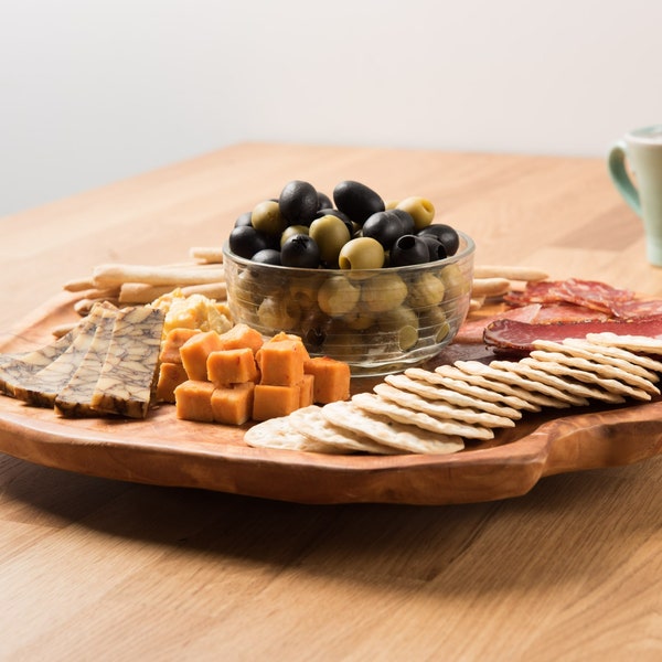 Driini Premium Handmade Root Wood Lazy Susan Turntable Organizer - Rustic Wooden Serving Platter Cheese Board