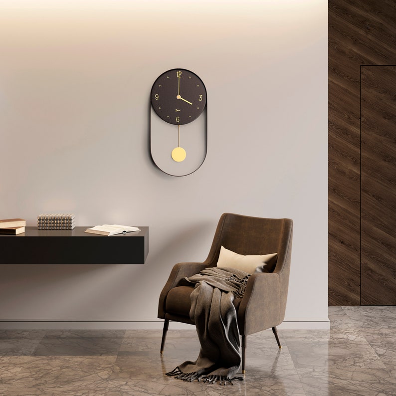 Driini Modern Pendulum Wall Clock Decorative and Unique Etsy