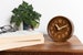 Driini Wooden Desk & Table Analog Clock  - Battery Operated and Silent - Cute Decorative Clocks for your Bedroom Shelf or Office Desktop. 